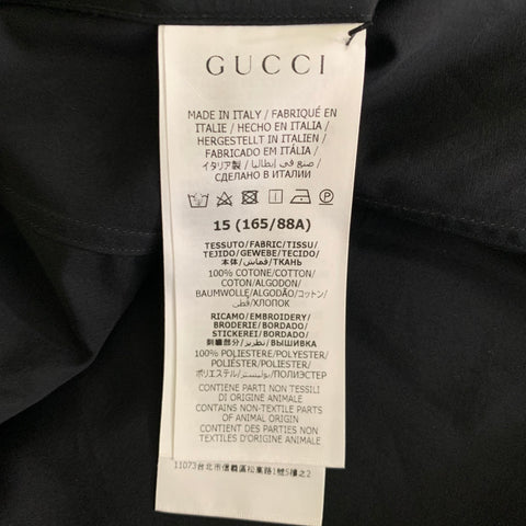 GUCCI SS 2023 Size S Black Cotton GG  Long Sleeve Dress  Shirt