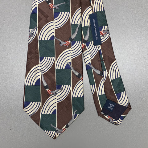 POLO Brown Cream Stripe Silk Tie
