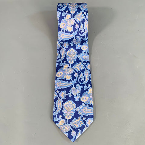 STEFANO RICCI Navy Gold Paisley Silk Tie