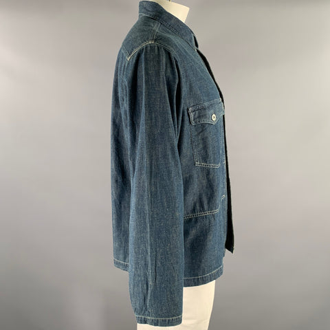 RRL by RALPH LAUREN Size XL Navy Indigo Contrast Stitch Cotton Denim Overshirt