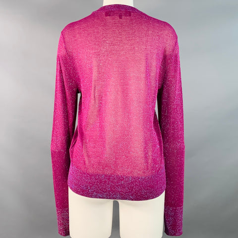 SIES MARJAN Size S Magenta Viscose Blend Metallic Crew Neck Pullover