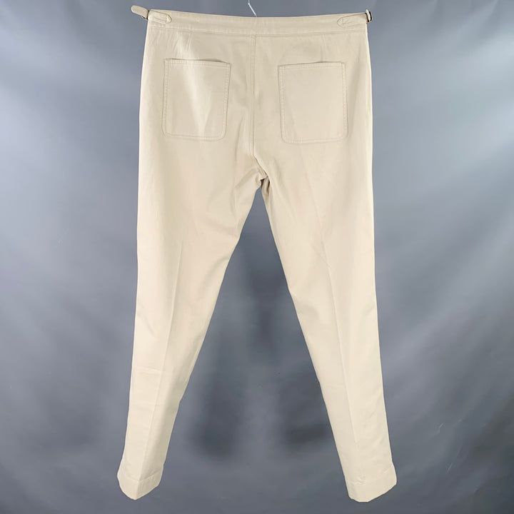 RALPH LAUREN Size 36 Beige Cotton Blend Side Tabs Tapered Casual Pants