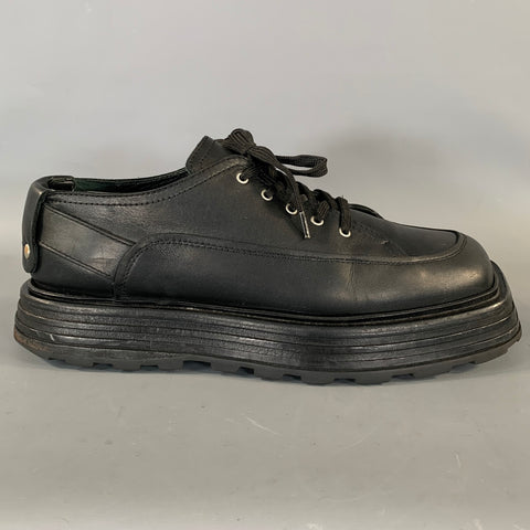 JIL SANDER Size 9 Black Leather Square Toe Lace Up Shoes