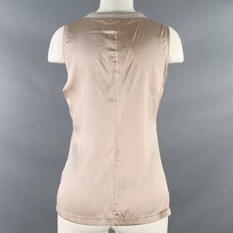 FABIANA FILIPPI Size S Grey Silk Blend Contrast Trim Tank Casual Top