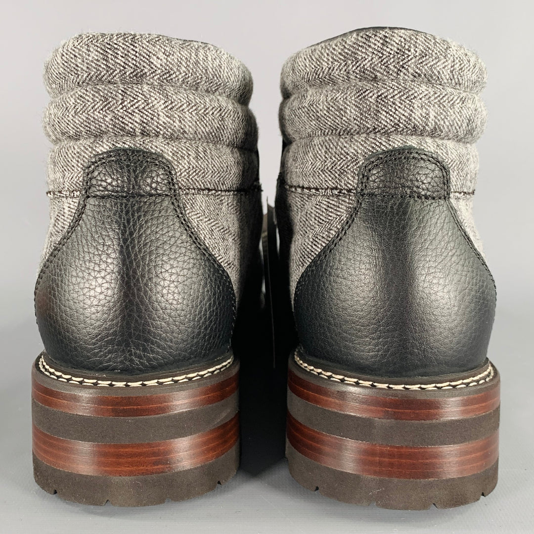 MONTELLIANA Size 10 Tom Hiker Grey Black Tweed Wool Hiking Ankle Boots