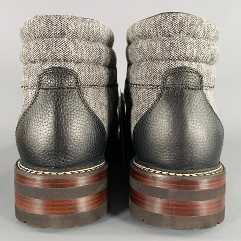 MONTELLIANA Size 10 Tom Hiker Grey Black Tweed Wool Hiking Ankle Boots