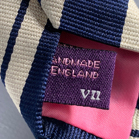 O'CONNELL'S Navy Cream Diagonal Stripe Silk Tie