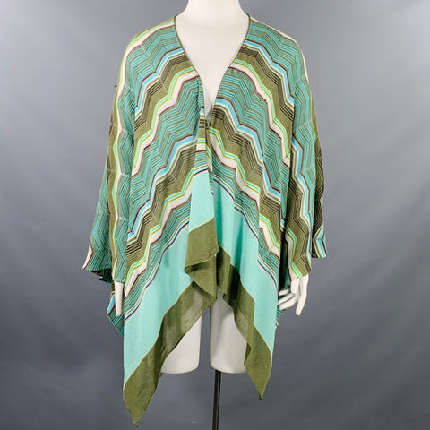 M MISSONI One Size Green Yellow Cotton Blend Zig Zag Shawl Casual Top