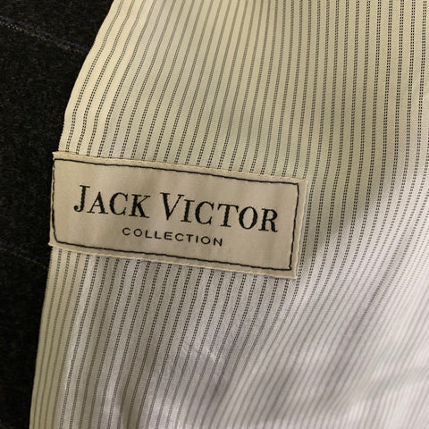 JACK VICTOR Chest Size 42 Dark Grey Window Pane Wool Notch Lapel 36 28 Suit