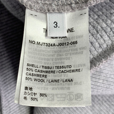 THOM BROWNE Size XL Grey Cream Cashmere Wool Waffle Hoodie Casual Top
