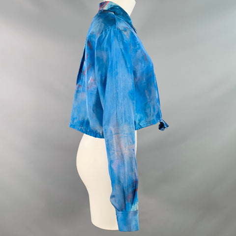MARNI x FLAMINIA VERONESI Size S Blue Red Silk Watercolor Cropped Dress Top