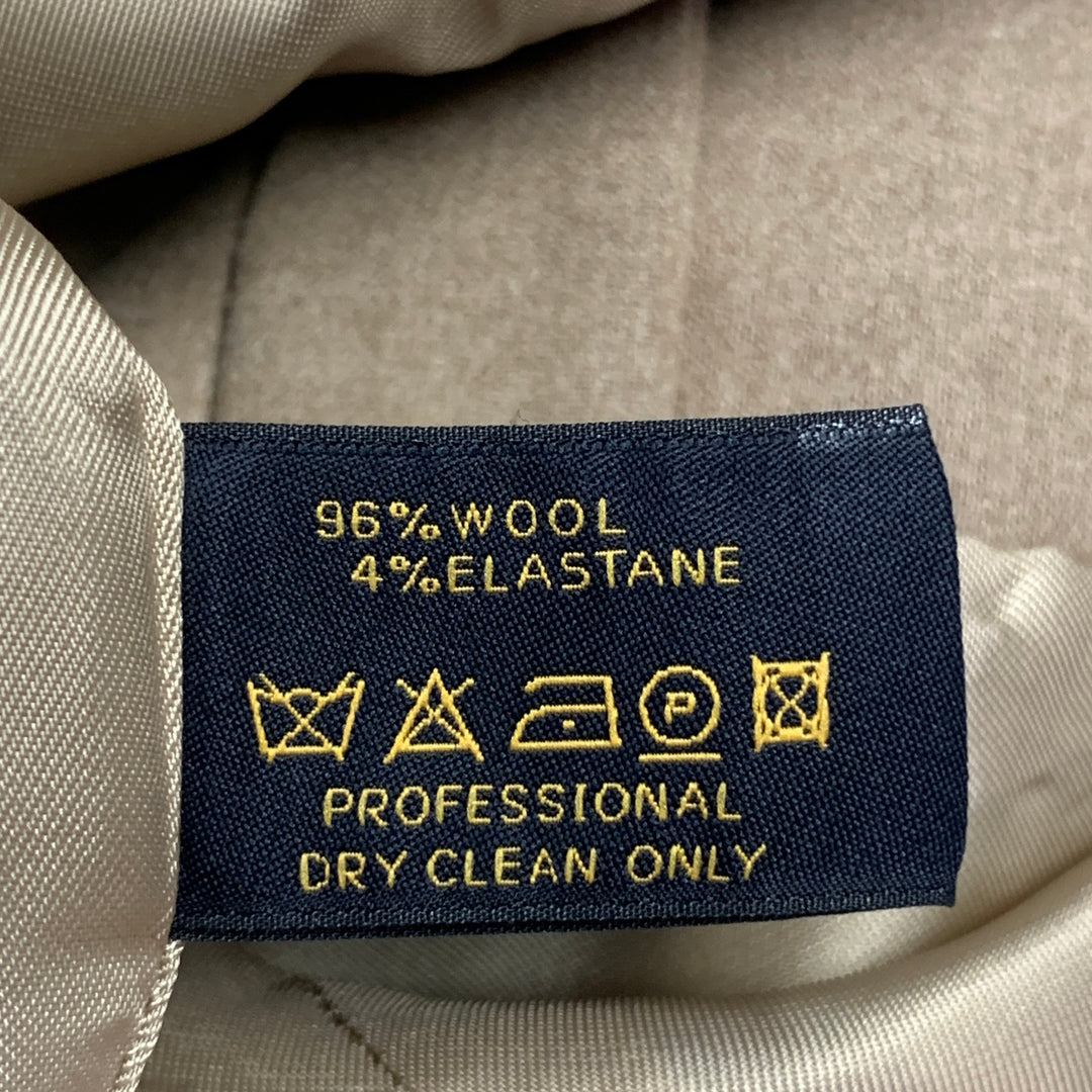 PAUW Size 2 Beige Wool Blend Pleated Shawl Lapel Tie Closure Jacket Blazer