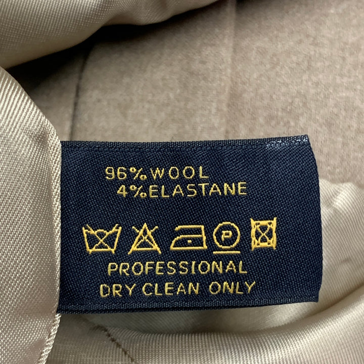 PAUW Size 2 Beige Wool Blend Pleated Shawl Lapel Tie Closure Jacket Blazer