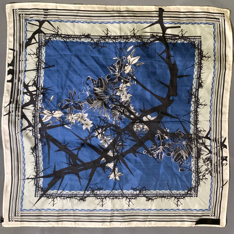 HAIDER ACKERMANN Blue Black & White Floral Silk Scarves
