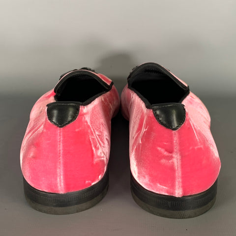 TOM FORD Size 10.5 Pink Black Velvet Tassels Loafers