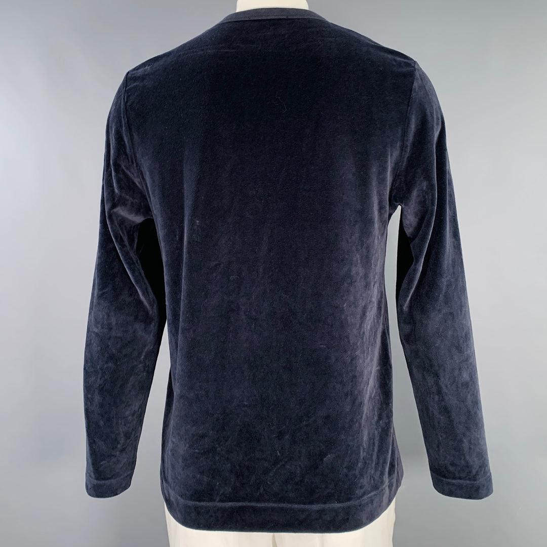 OUR LEGACY Size 42 Navy Velour Cotton Blend Crew Neck Pullover