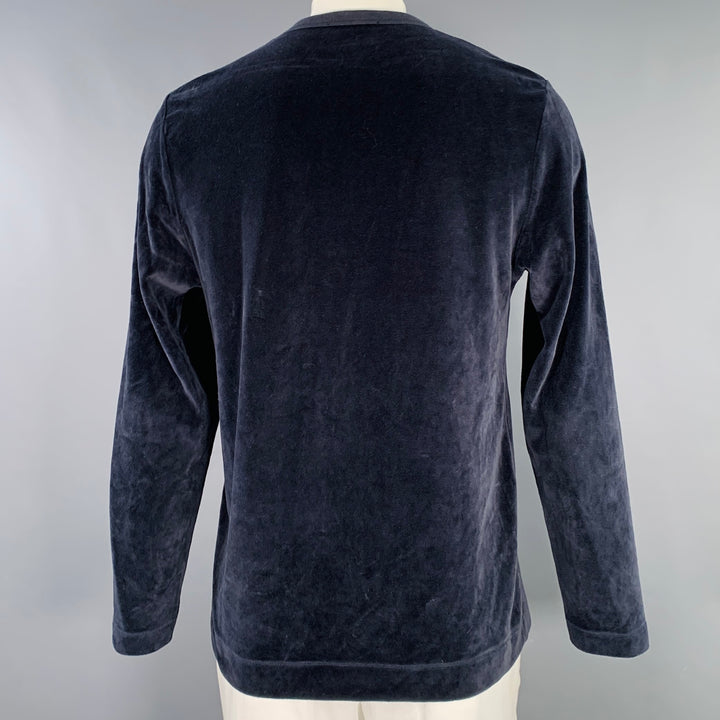 OUR LEGACY Size 42 Navy Velour Cotton Blend Crew Neck Pullover