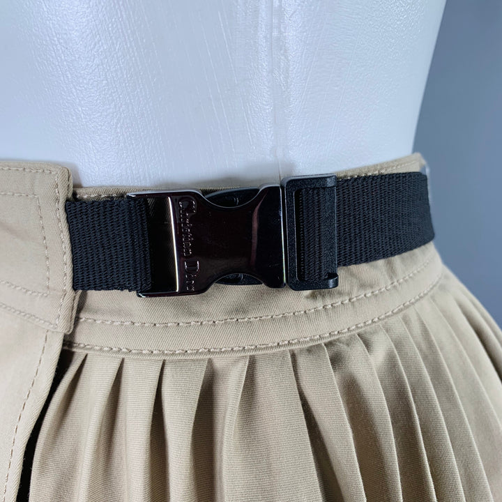 CHRISTIAN DIOR Size 4 Khaki Cotton Pleated Asymmetrical Long Skirt