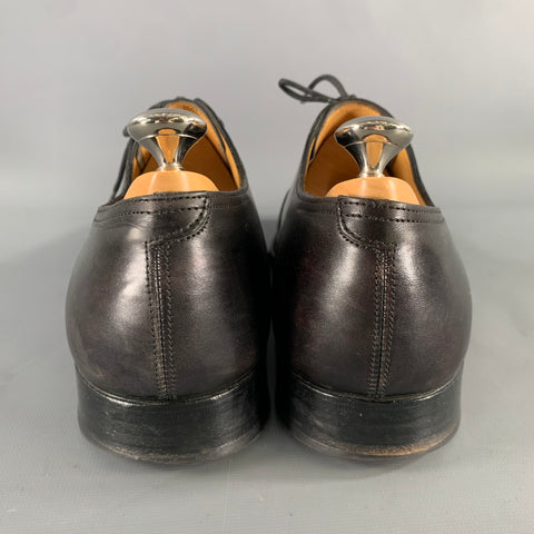 JOHN LOBB KEPAS Size 9 Black Perforated Leather Pointed Toe Lace Up Shoes