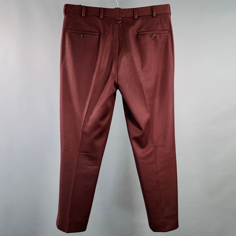 BLACK FLEECE Size M Burgundy Twill Wool Button Fly Dress Pants