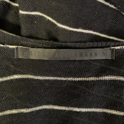 HAIDER ACKERMANN Size M Black White Stripe Cashmere Cotton Tank Top