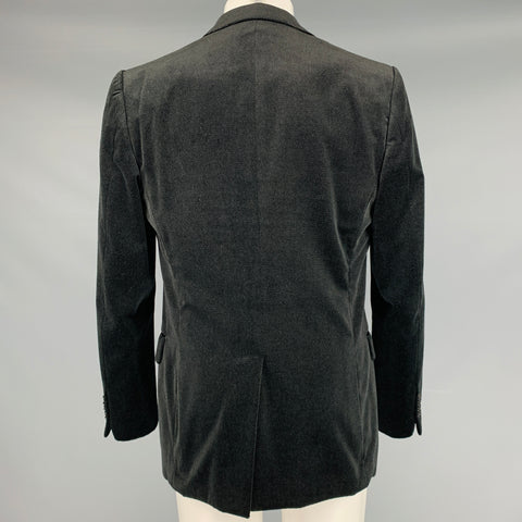 SALVATORE FERRAGAMO Size 40 Black Nailhead Cotton Velvet Sport Coat