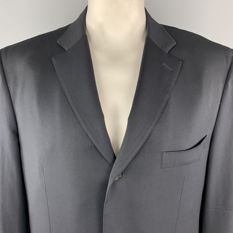 ISAIA 48 Long Black Wool Notch lapel Single Breasted Sport Coat