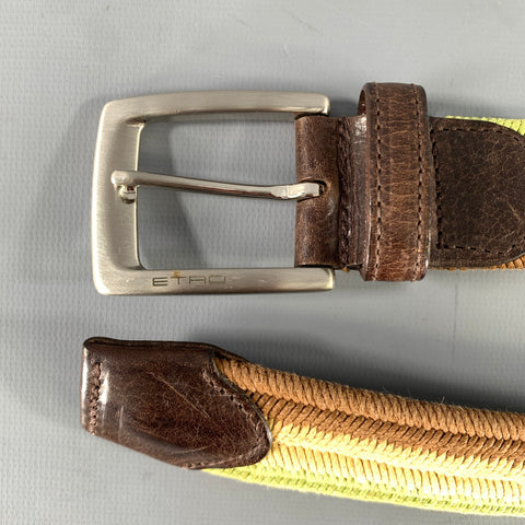 ETRO Size Green Brown Stripe Viscose Belt