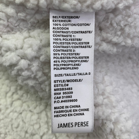 JAMES PERSE Size M Black Cotton Faux Shearling One Pocket Shirt Jacket