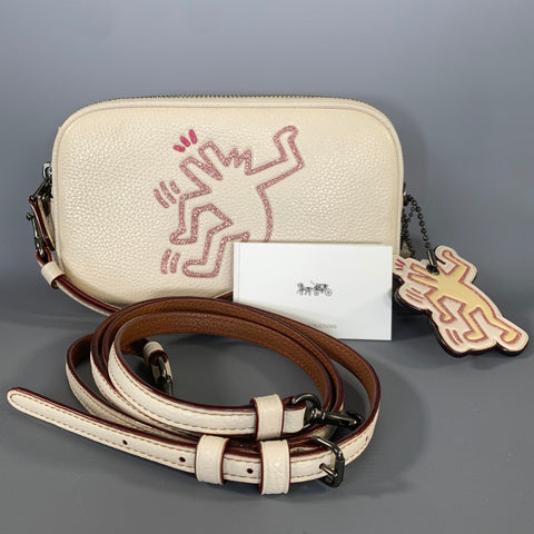 COACH SS2018 Tan Pink Glitter Leather Cross Body Bag