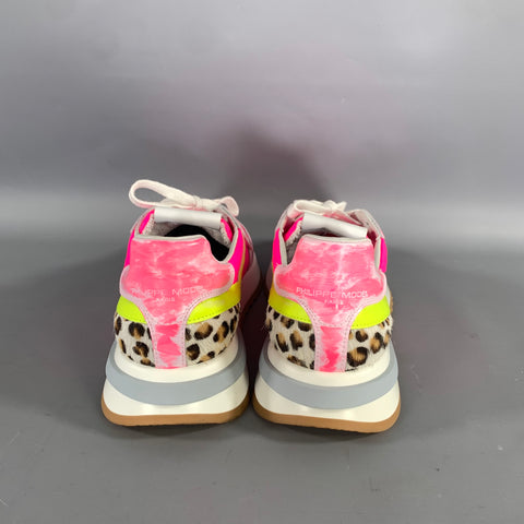 PHILIPPE MODEL Size 8 Pink White Mixed Materials Leather Lace Up Sneakers
