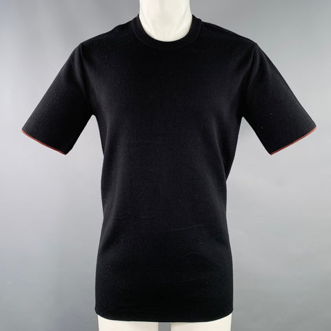 CALVIN KLEIN COLLECTION T-shirt en maille noire viscose laine vierge Taille S