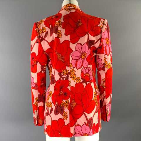 TOM FORD Size XS Pink Orange Floral Peak Lapel Jacket Indoor Blazer