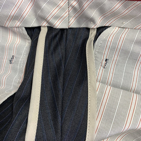 TAILO RED Size 40 Grey Light Blue Pinstripe Wool Single Breasted Suit