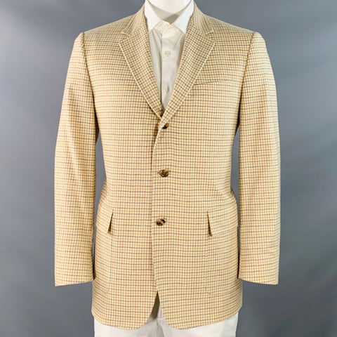 O'CONNELL'S Size 42 Yellow Multi Color Checkered Cashmere Sport Coat