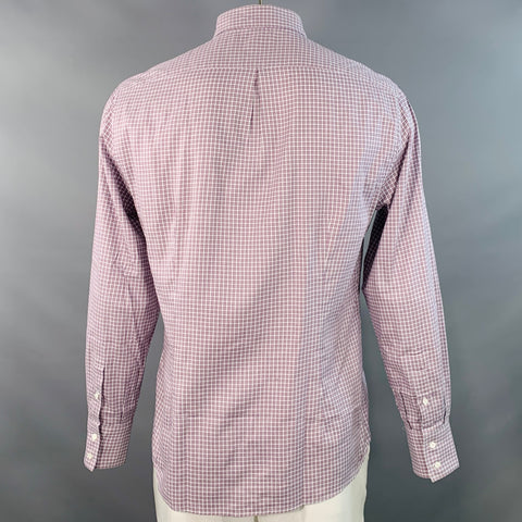 BRUNELLO CUCINELLI Size XL Purple White Checkered Cotton Slim Fit Long Sleeve Shirt