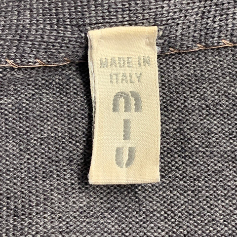 MIU MIU Size L Grey Wool Two Pockets Button Down Cardigan