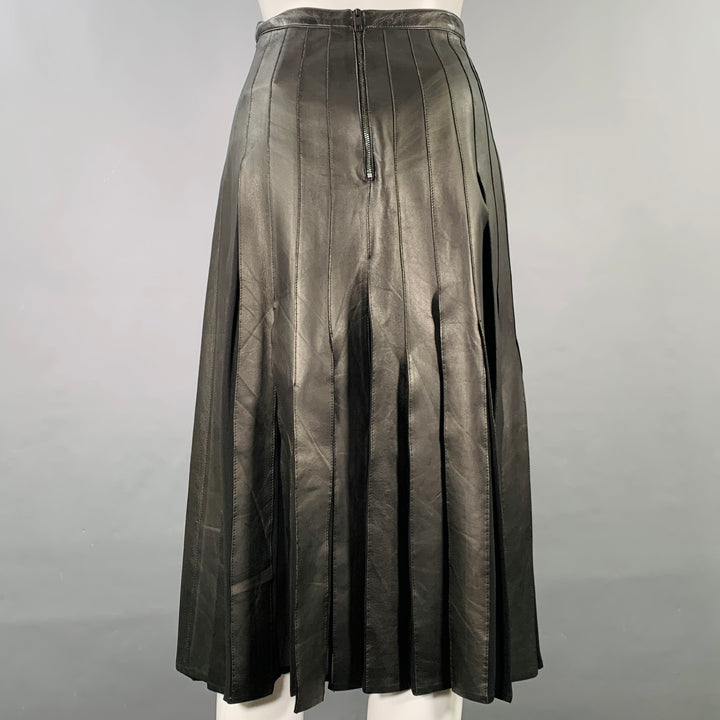 BURBERRY LONDON Size 2 Black Silk Pleated Midi Skirt