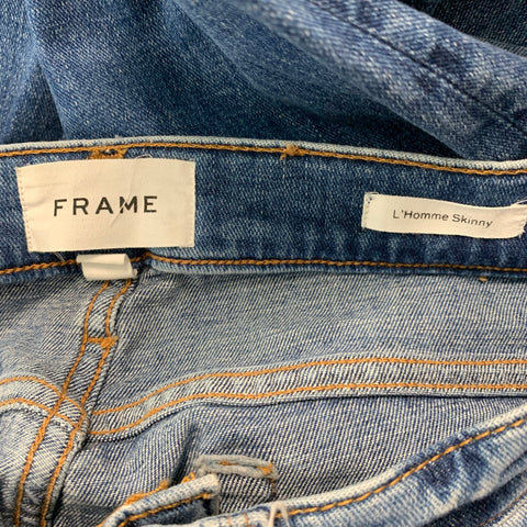 FRAME Size 31 Blue Distressed Cotton Elastane Jeans