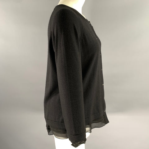 ESCADA Size L Black Wool Silk Cardigan