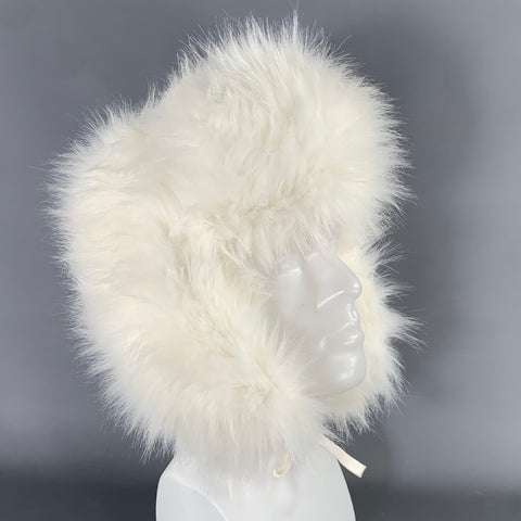 HOUSE OF FLUFF White Textured Faux Fur Acrylic Blend Hats