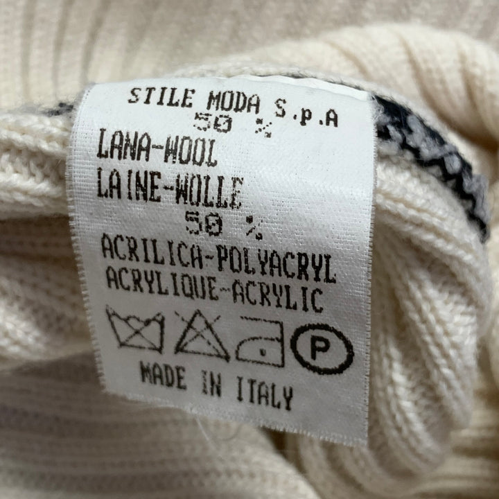 JEAN PAUL GAULTIER Size S Cream Green Wool Blend Knit Color Block Athletic Sweater