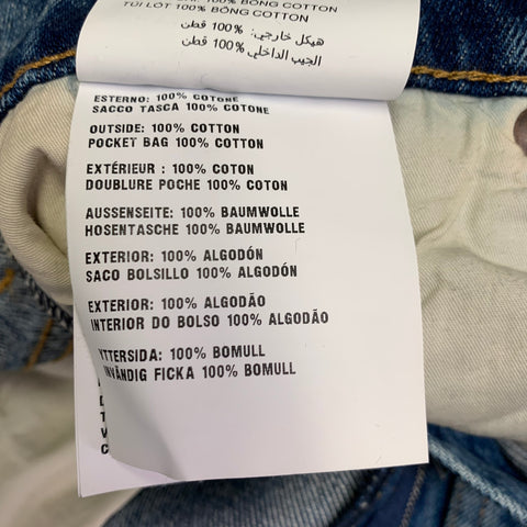 PRADA Size 25 Blue Cotton Washed Wide Leg Boyfriend Jeans
