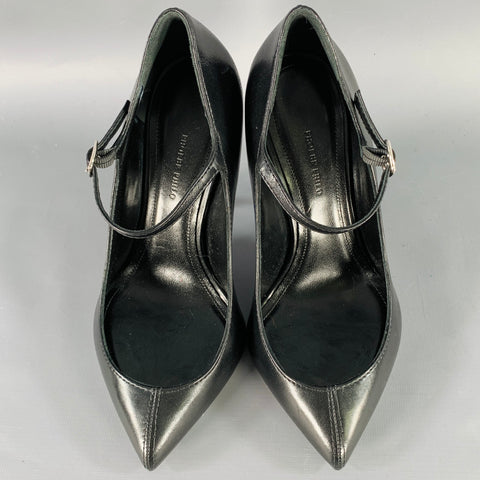 PHOEBE PHILO Size 7.5 Black Leather Ankle Strap Mary Jane Pumps