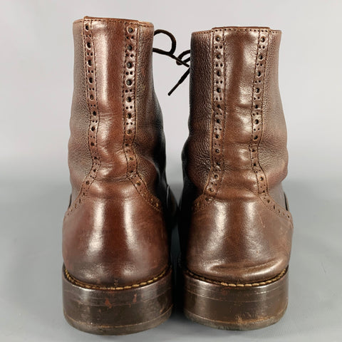 DAVID & JOAN Size 9 Brown Perforated Leather Pull On Boots