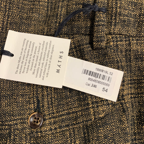 MYTHS Size 38 Yellow Black Plaid Wool Cotton Zip Fly Dress Pants