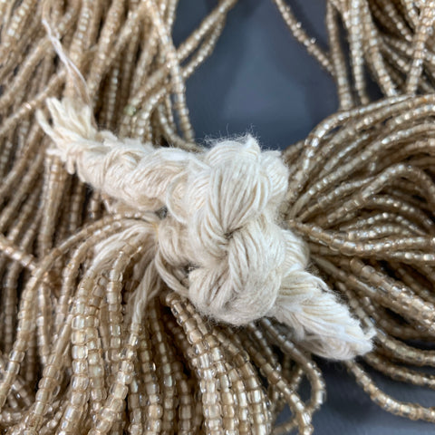 VINTAGE Cream Beaded Cotton Tie Necklace
