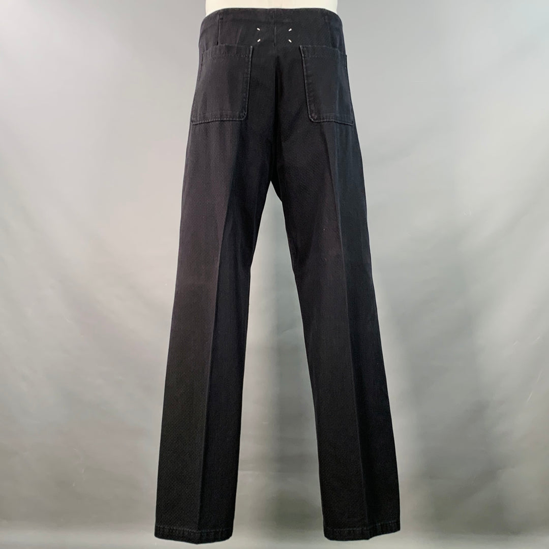 MARTIN MARGIELA Size 44 Navy Checkered Cotton Notch Lapel Suit