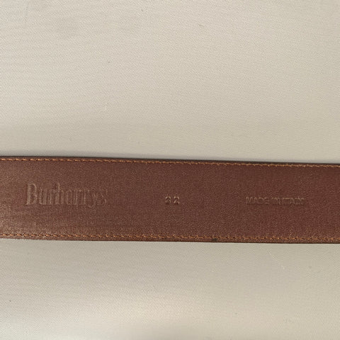 BURBERRYS Size 32 Brown Pebble Grain Leather Belt