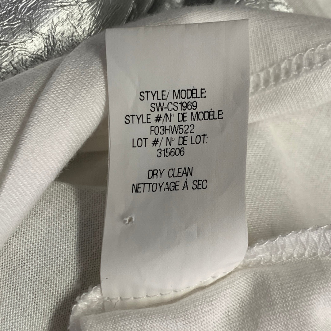 HELMUT LANG Size S White Silver Distressed Graphic Cotton Blend Crew Neck T-shirt
